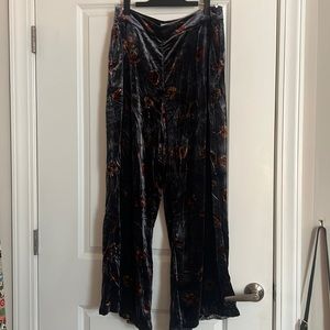 70s inspired velvet floral Anthropologie pants